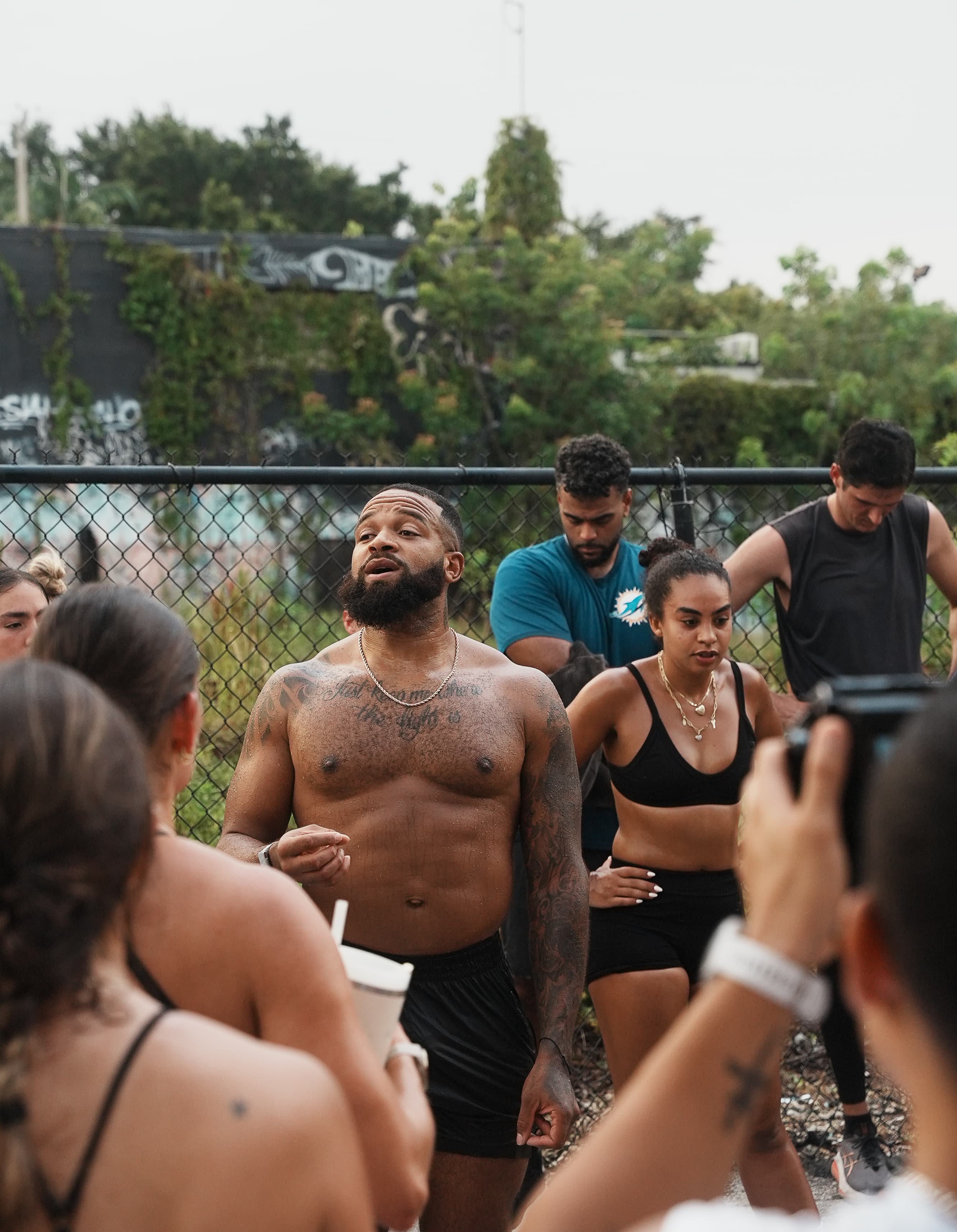 JT addressing the Community Sweat circle