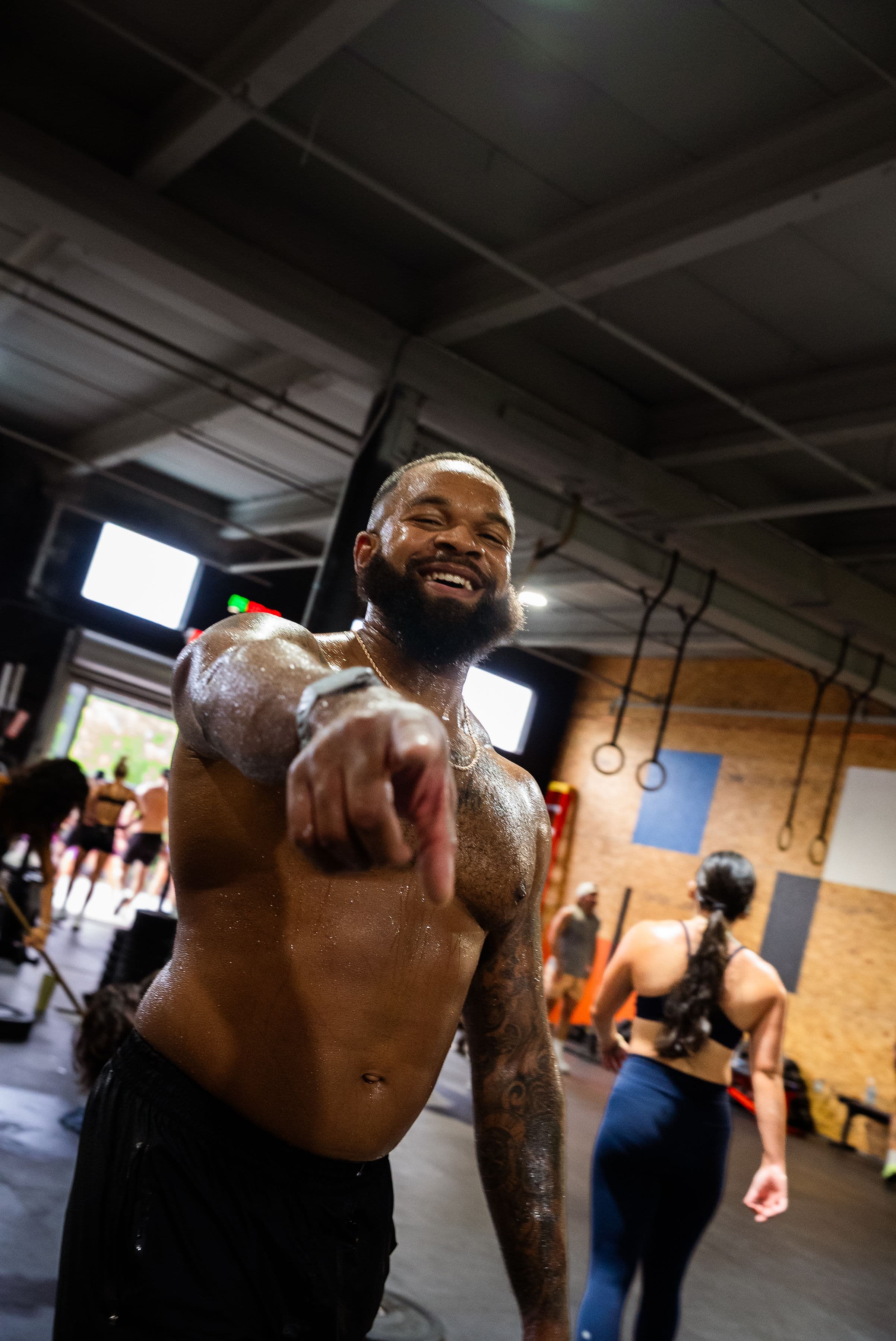 Coach JT pointing, mid-session energy