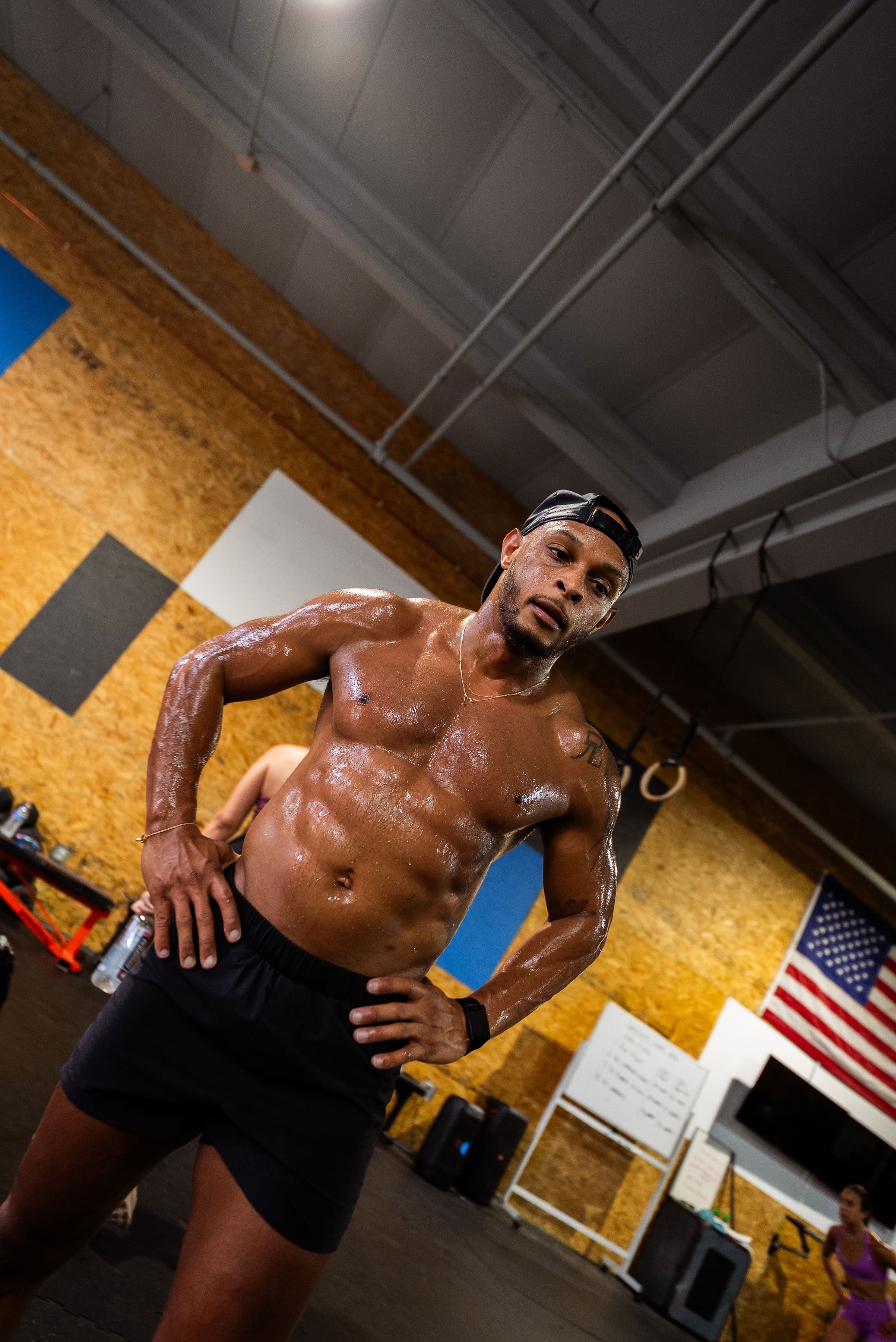 Coach JT mid-session — sweat, focus, the work